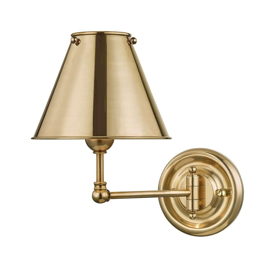Classic No.1 1 Light Wall Sconce-Hudson Valley-HVL-MDS101-AGB-MS-Wall LightingGold-1-France and Son