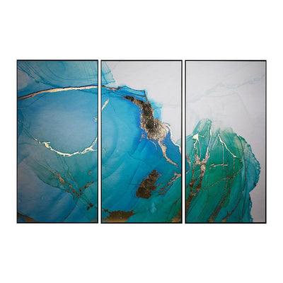 Blue Lagoon (Set Of 3) - 30" x 60" - Charcoal Floater Frame-Sunpan-SUNPAN-A0241-Wall Art-1-France and Son