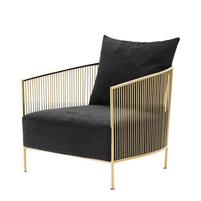 Chair Knox - Black Velvet-Eichholtz-EICHHOLTZ-A112038-Lounge Chairs-1-France and Son