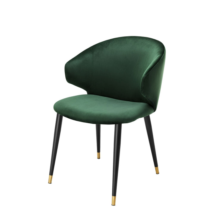 Dining Chair Volante - with Arms-Eichholtz-EICHHOLTZ-A112775-Dining ChairsRoche Dark Green Velvet-1-France and Son