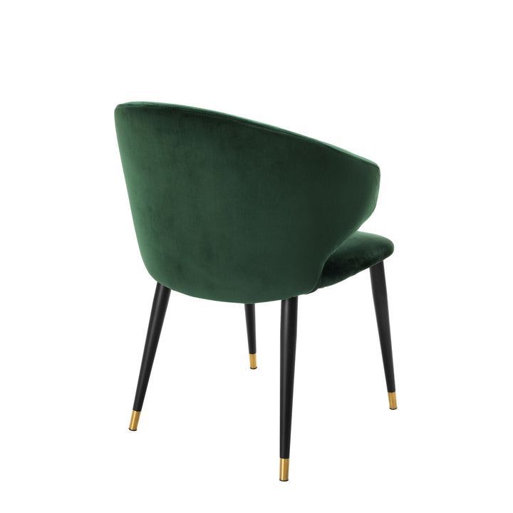 Dining Chair Volante - with Arms-Eichholtz-EICHHOLTZ-A112775-Dining ChairsRoche Dark Green Velvet-3-France and Son