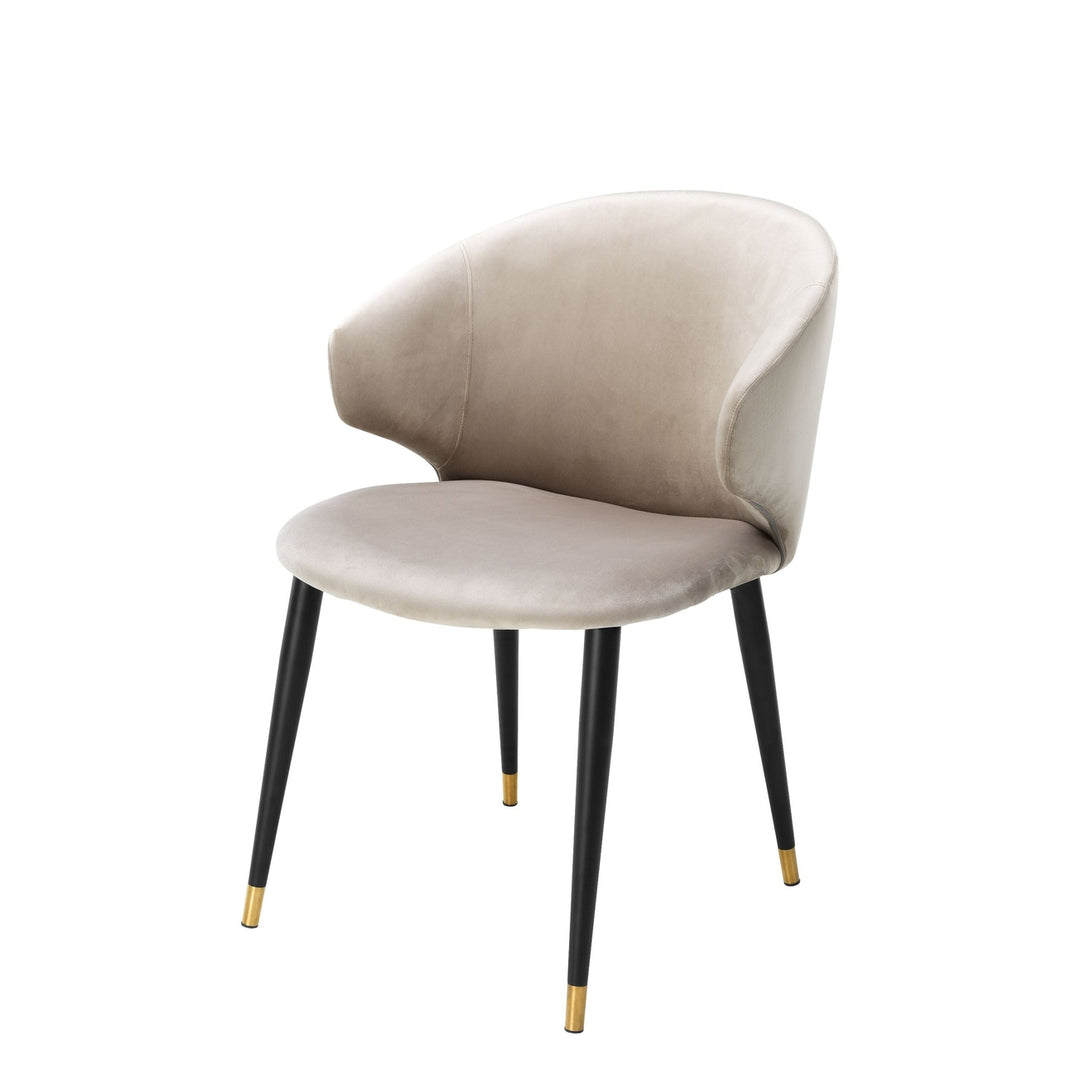 Dining Chair Volante - with Arms-Eichholtz-EICHHOLTZ-A112777-Dining ChairsRoche Beige Velvet-4-France and Son