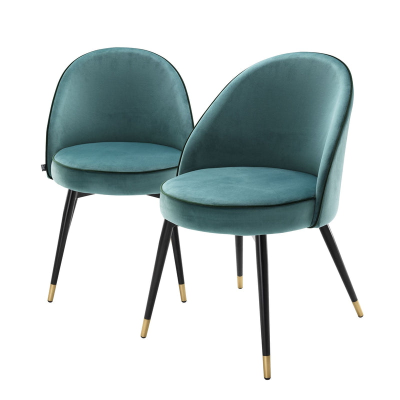 Dining Chair Cooper - Set of 2-Eichholtz-EICHHOLTZ-A113123-Dining ChairsRoche Turquoise Velvet-1-France and Son