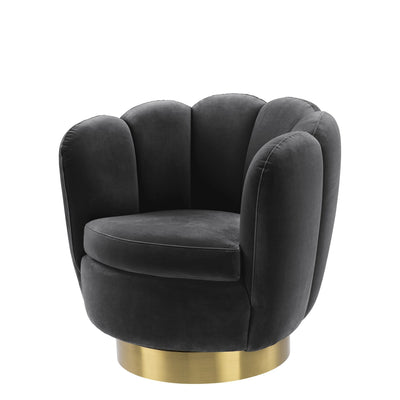 Swivel Chair Mirage-Eichholtz-EICHHOLTZ-A113483-Lounge ChairsSavona Dark Grey Velvet-2-France and Son
