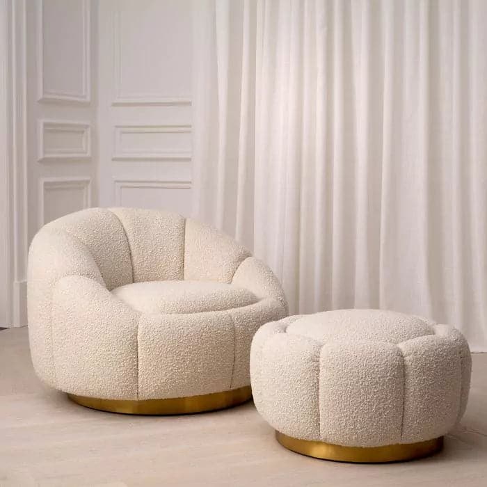 Ottoman Inger bouclé cream-Eichholtz-EICHHOLTZ-A115620-Stools & Ottomans-2-France and Son