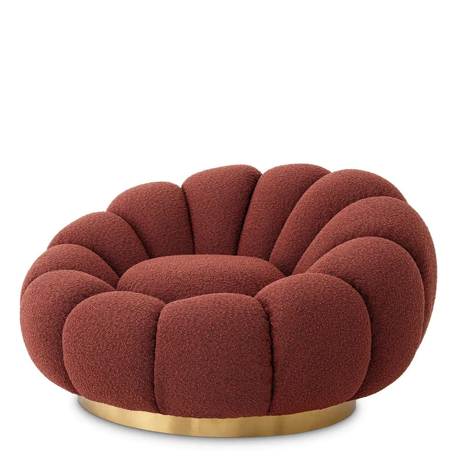 Additional view of Swivel Chair Mello in cream and beige, featuring textured finish and a swivel base.