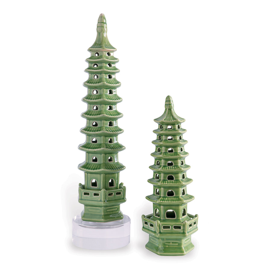 Pagoda Tall Objects - set of 2-Port 68-PORT-ACFM-345-08-Decorative ObjectsApple Green-1-France and Son