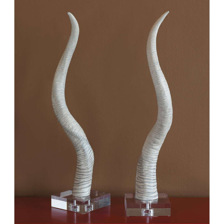 Safari White Horn Sculpture-Port 68-PORT-ACFS-216-01-Decor-3-France and Son