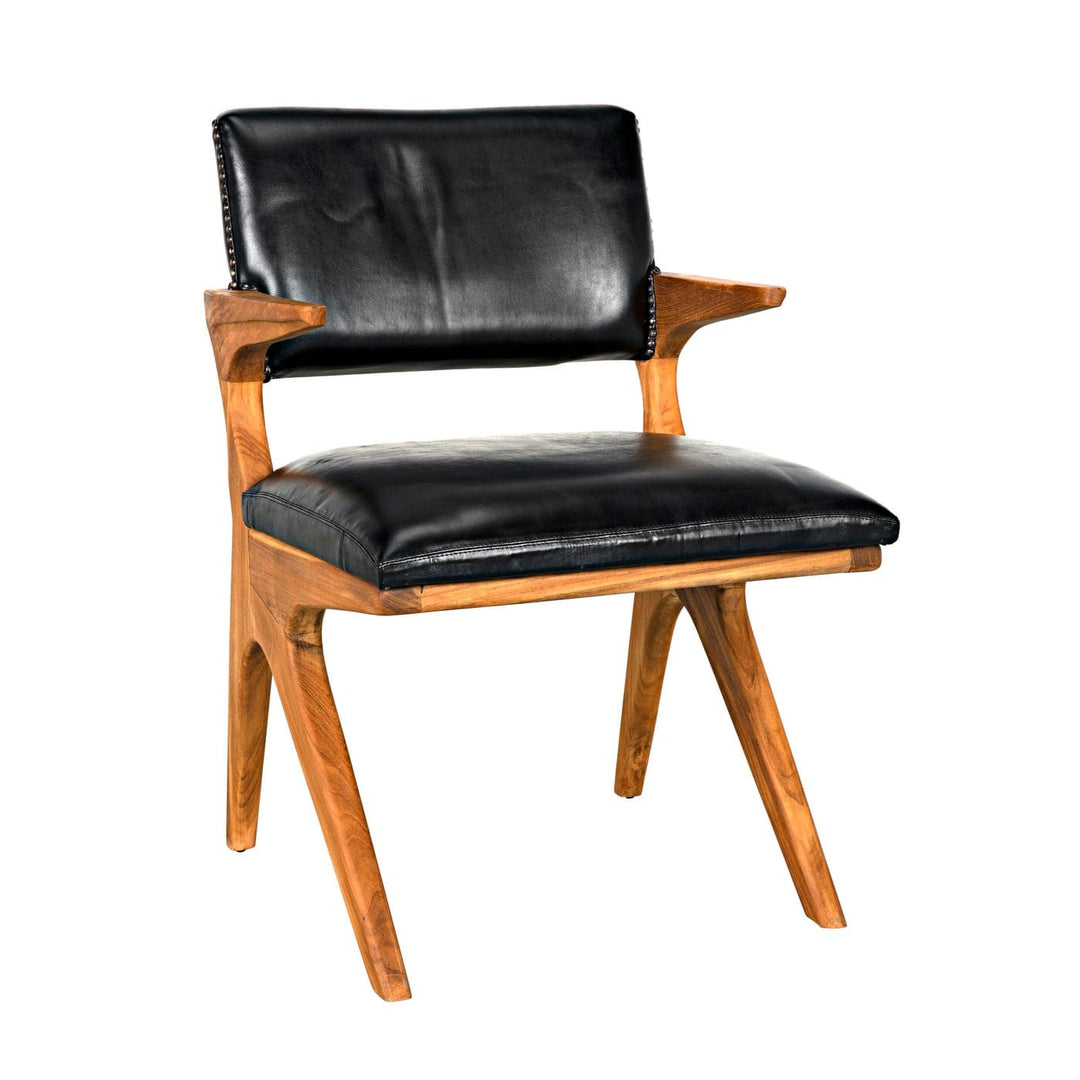 Dolores Chair - Teak With Leather-Noir-NOIR-AE-147T-Lounge Chairs-1-France and Son