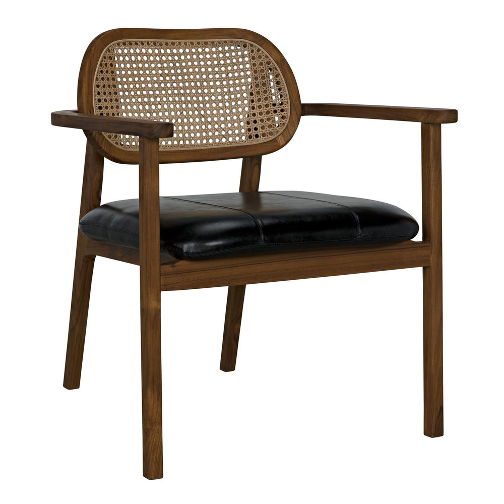 Tolka Chair, Teak with Leather Seat-Noir-NOIR-AE-234T-Lounge Chairs-2-France and Son