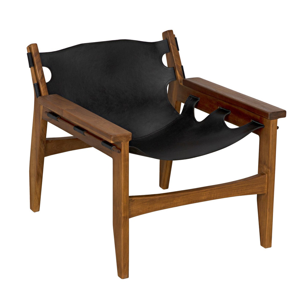 Nomo Chair, Teak with Leather-Noir-NOIR-AE-235T-Lounge Chairs-2-France and Son