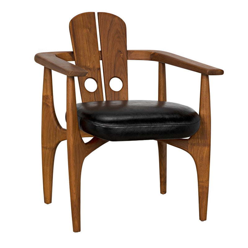 Kato Chair, Teak with Leather-Noir-NOIR-AE-239T-Lounge Chairs-2-France and Son