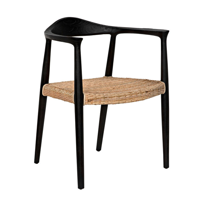 Dallas Chair, Black Burnt with Rattan-Noir-NOIR-AE-36BB-Lounge Chairs-2-France and Son