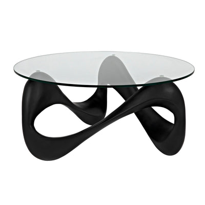 Orion Coffee Table - Black Resin Cement with Glass-Noir-NOIR-AF-55B-Coffee Tables-1-France and Son