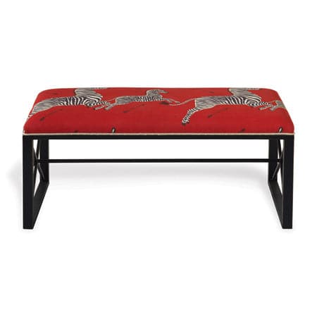 Medallion Double Bench with Red Zebra Fabric-Port 68-PORT-AFBS-222-08-BenchesBlack-2-France and Son