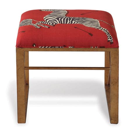 Medallion Single Bench-Port 68-PORT-AFBS-222-12-BenchesGold with Red Zebra Fabric-Left Facing-7-France and Son