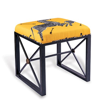 Medallion Single Bench-Port 68-PORT-AFBS-222-30-BenchesBlack with Yellow Zebra Fabric-Right Facing-5-France and Son