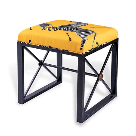 Medallion Single Bench-Port 68-PORT-AFBS-222-31-BenchesBlack with Yellow Zebra Fabric-Left Facing-6-France and Son