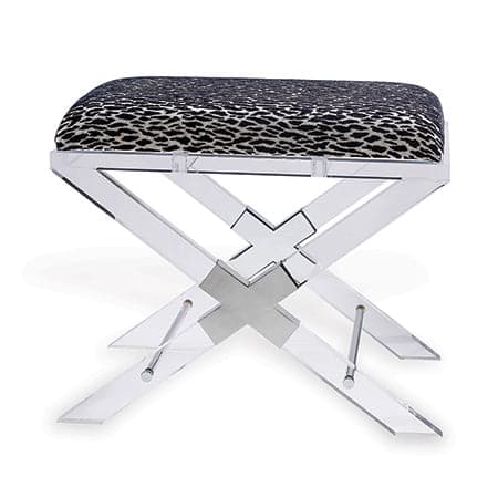 Crossing Lucite Bench-Port 68-PORT-AFBS-406-03-BenchesLeopard Black Fabric-1-France and Son