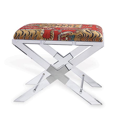 Crossing Lucite Bench-Port 68-PORT-AFBS-406-04-BenchesTiger Fabric-3-France and Son