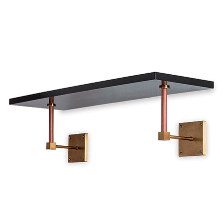 Billy Wall Shelf 36"-Port 68-PORT-AFGS-418-01-Wall DecorBlack/Aged Brass/Leather-1-France and Son
