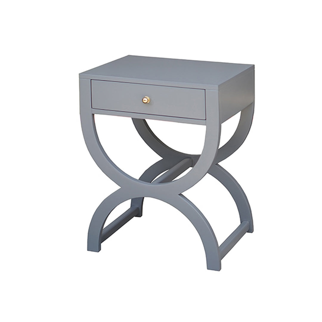 Alexis One Drawer Side Table-Worlds Away-WORLD-ALEXIS GRY-Side TablesGrey Lacquer-3-France and Son