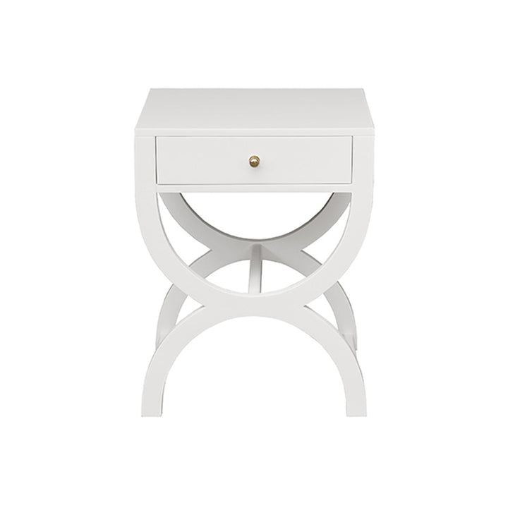 Alexis One Drawer Side Table-Worlds Away-WORLD-ALEXIS WH-Side TablesWhite Lacquer-5-France and Son