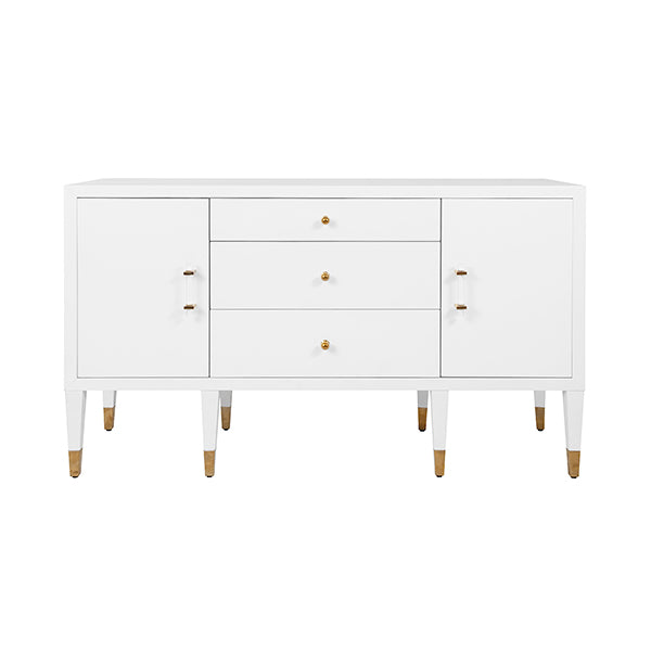Amherst Buffet With Acrlyic And Brass Hardware-Worlds Away-WORLD-AMHERST WH-Sideboards & CredenzasMatte White Lacquer-5-France and Son