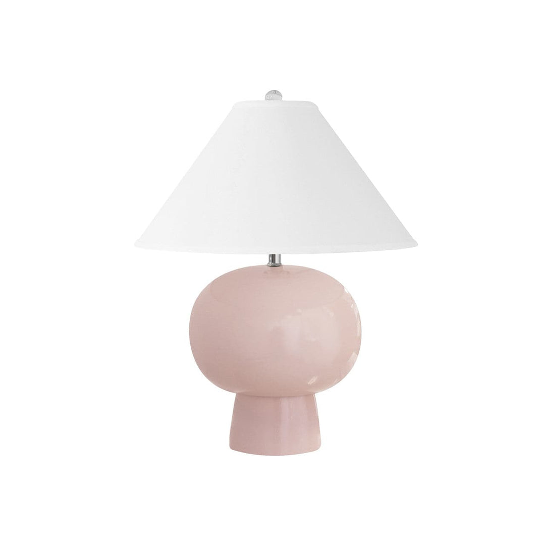 Annie Table Lamp with White Linen-Worlds Away-WORLD-ANNIE BLUSH-Table LampsBlush-1-France and Son