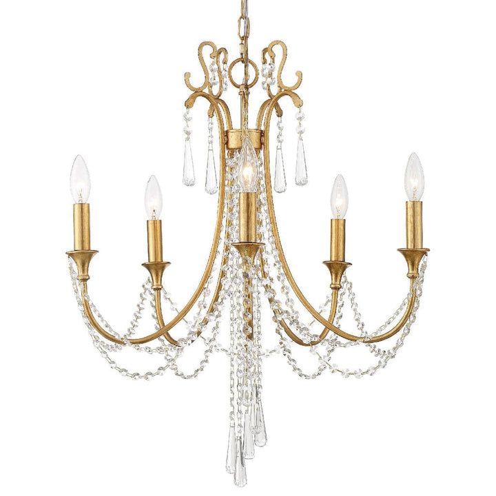 Arcadia 5 Light Chandelier-Crystorama Lighting Company-CRYSTO-ARC-1905-GA-CL-MWP-ChandeliersAntique Gold-3-France and Son