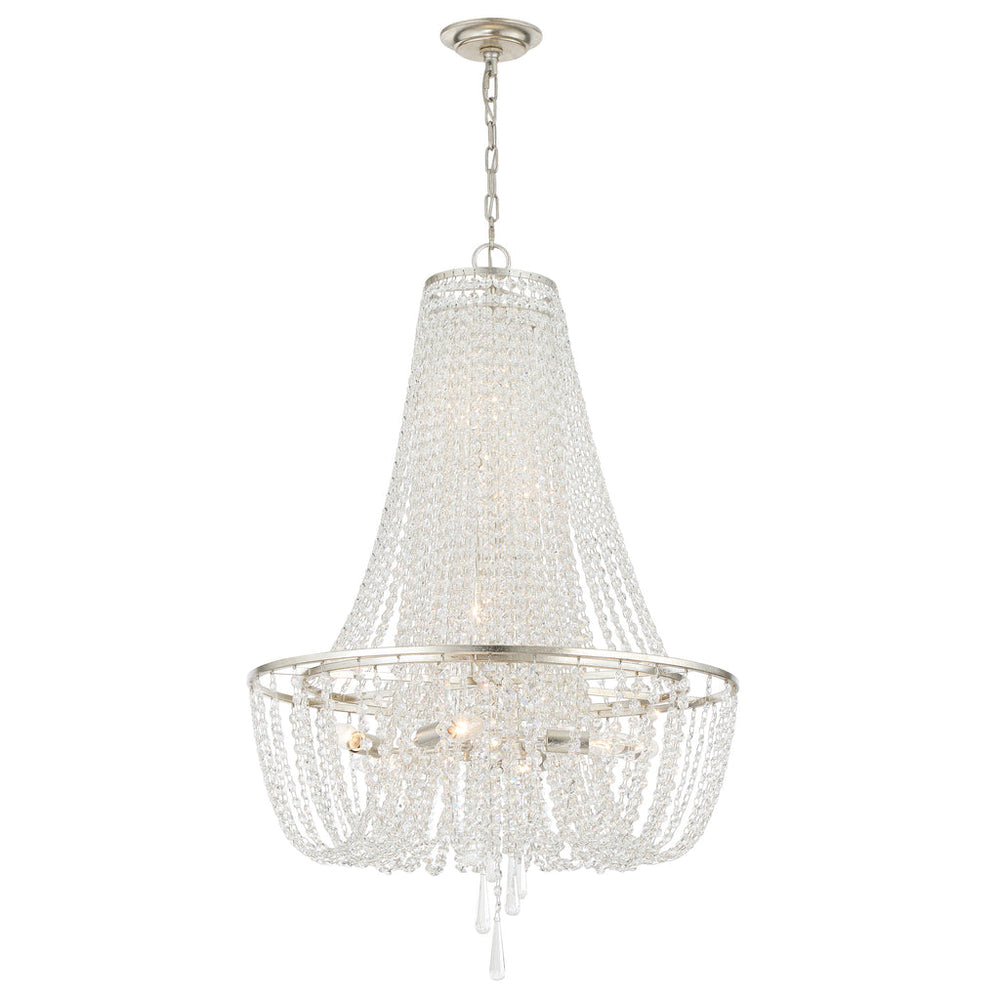 Arcadia 9 Light Chandelier-Crystorama Lighting Company-CRYSTO-ARC-1917-SA-CL-MWP-ChandeliersAntique Silver Metal-2-France and Son