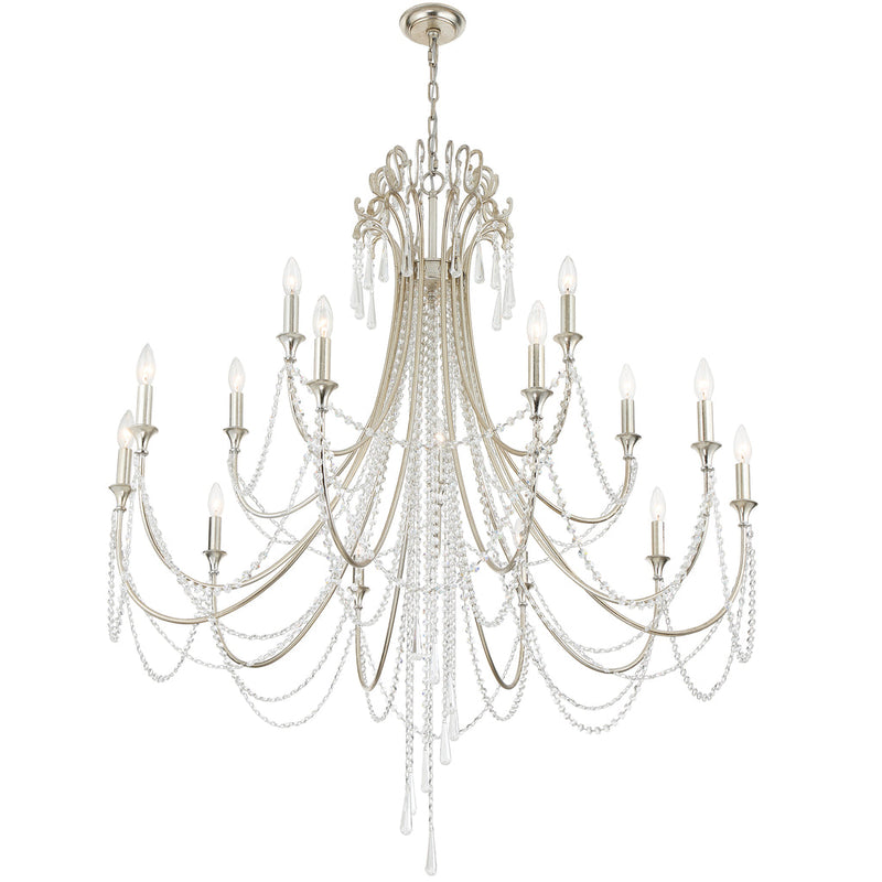 Arcadia 15 Light Chandelier-Crystorama Lighting Company-CRYSTO-ARC-1919-SA-CL-MWP-ChandeliersAntique Silver-2-France and Son