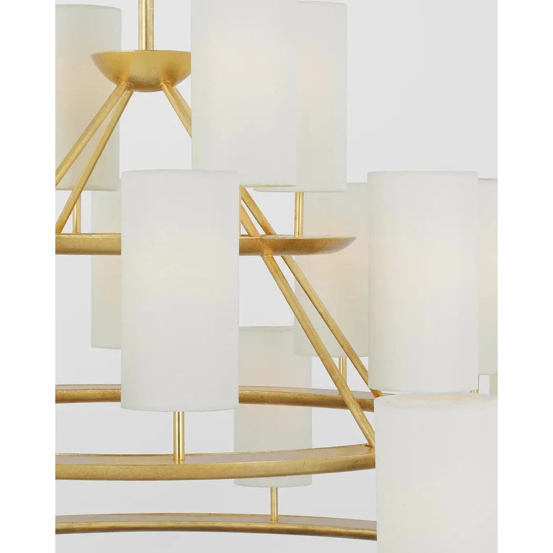 Trevor XL 3-Tier Chandelier-Visual Comfort-VISUAL-ARN 5285BLK/G-L-ChandeliersMatte Black and Gild/Linen Shades-3-Tier-8-France and Son