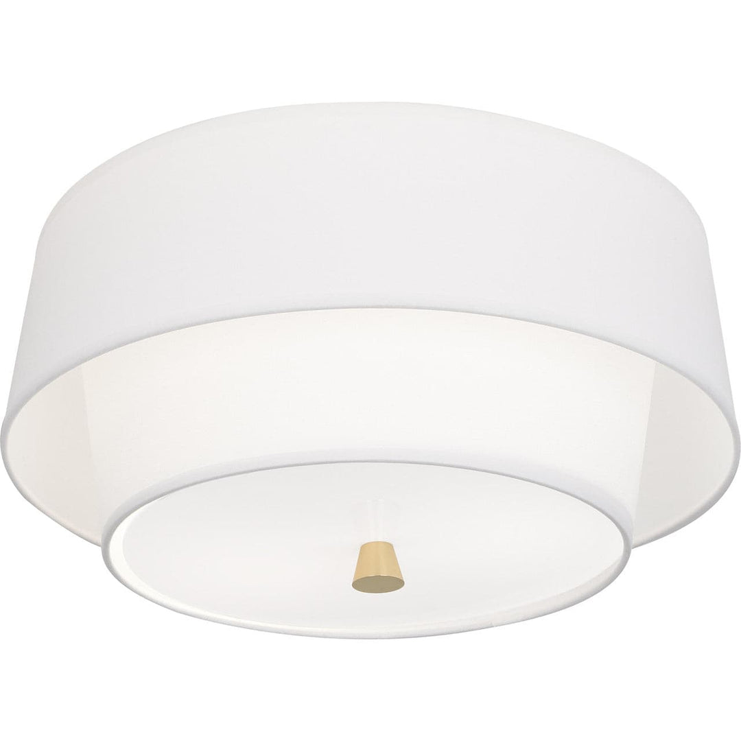 Decker Flush Mount - Ascot Fabric White-Robert Abbey Fine Lighting-ABBEY-AW143-Flush MountsModern Brass-2-France and Son