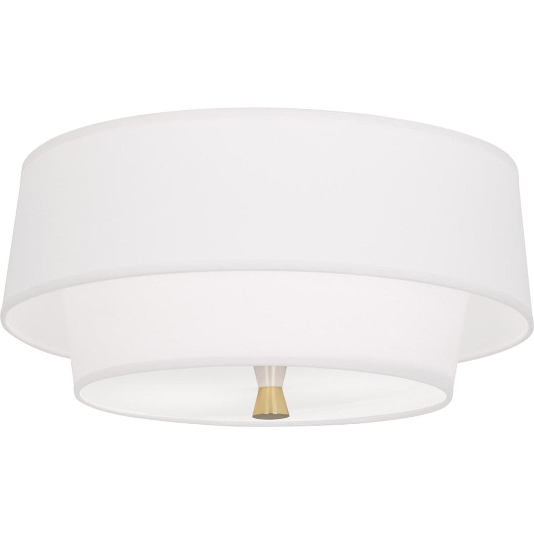 Decker Flush Mount - Ascot Fabric White-Robert Abbey Fine Lighting-ABBEY-AW143-Flush MountsModern Brass-1-France and Son