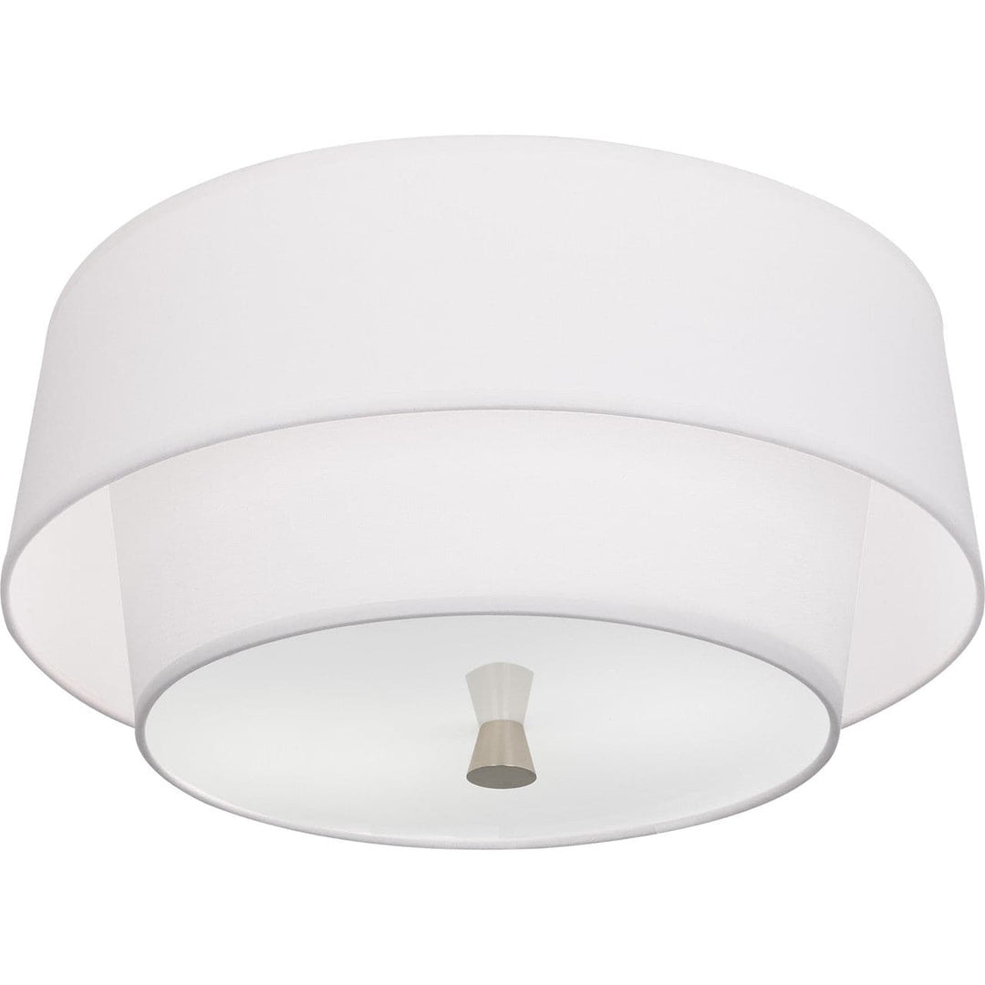 Decker Flush Mount - Ascot Fabric White-Robert Abbey Fine Lighting-ABBEY-AW143-Flush MountsModern Brass-4-France and Son