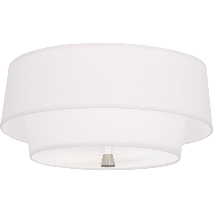 Decker Flush Mount - Ascot Fabric White-Robert Abbey Fine Lighting-ABBEY-AW144-Flush MountsPolished Nickel-3-France and Son