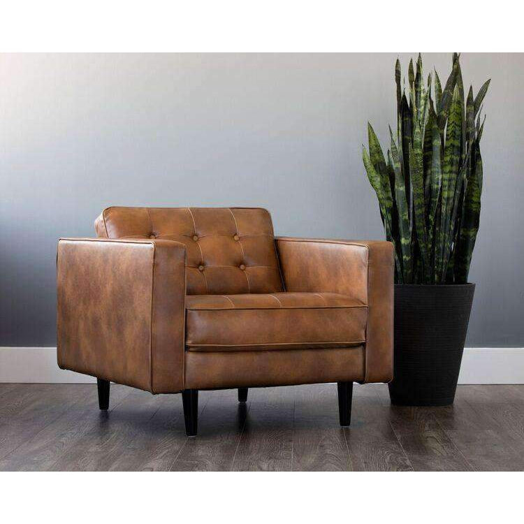 Donnie Armchair-Sunpan-SUNPAN-102508-Lounge ChairsHavana Dark Brown-Faux Leather-3-France and Son