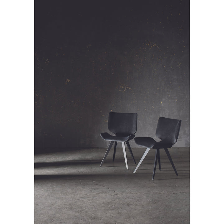 Astra Dining Chair-Nuevo-NUEVO-HGNE100-Dining ChairsShadow Grey velour seat & titanium steel legs-4-France and Son