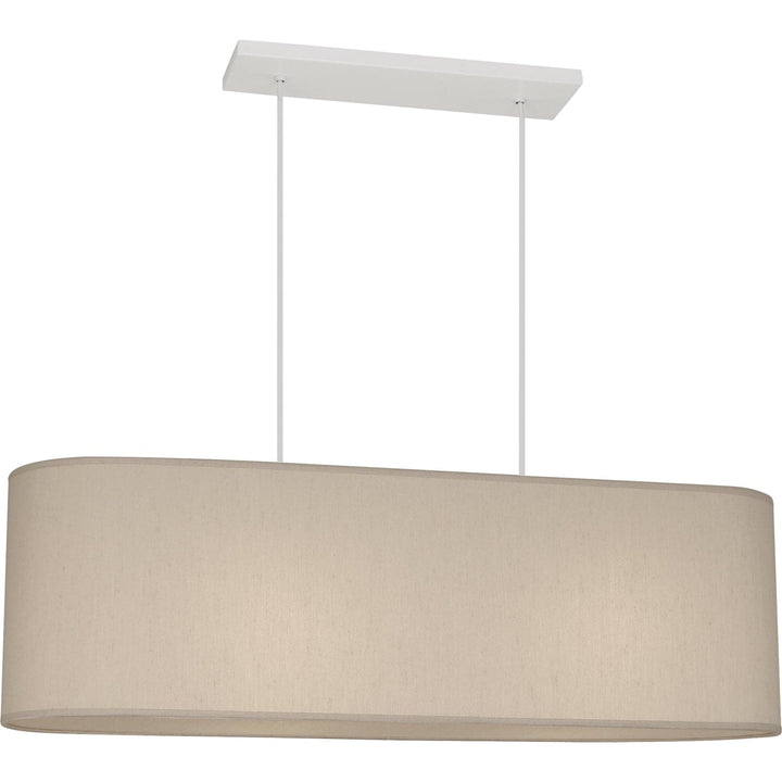 Elena Linear Pendant-Robert Abbey Fine Lighting-ABBEY-B170-PendantsBone Dupioni Fabric Shade With Fabric Diffuser-3-France and Son