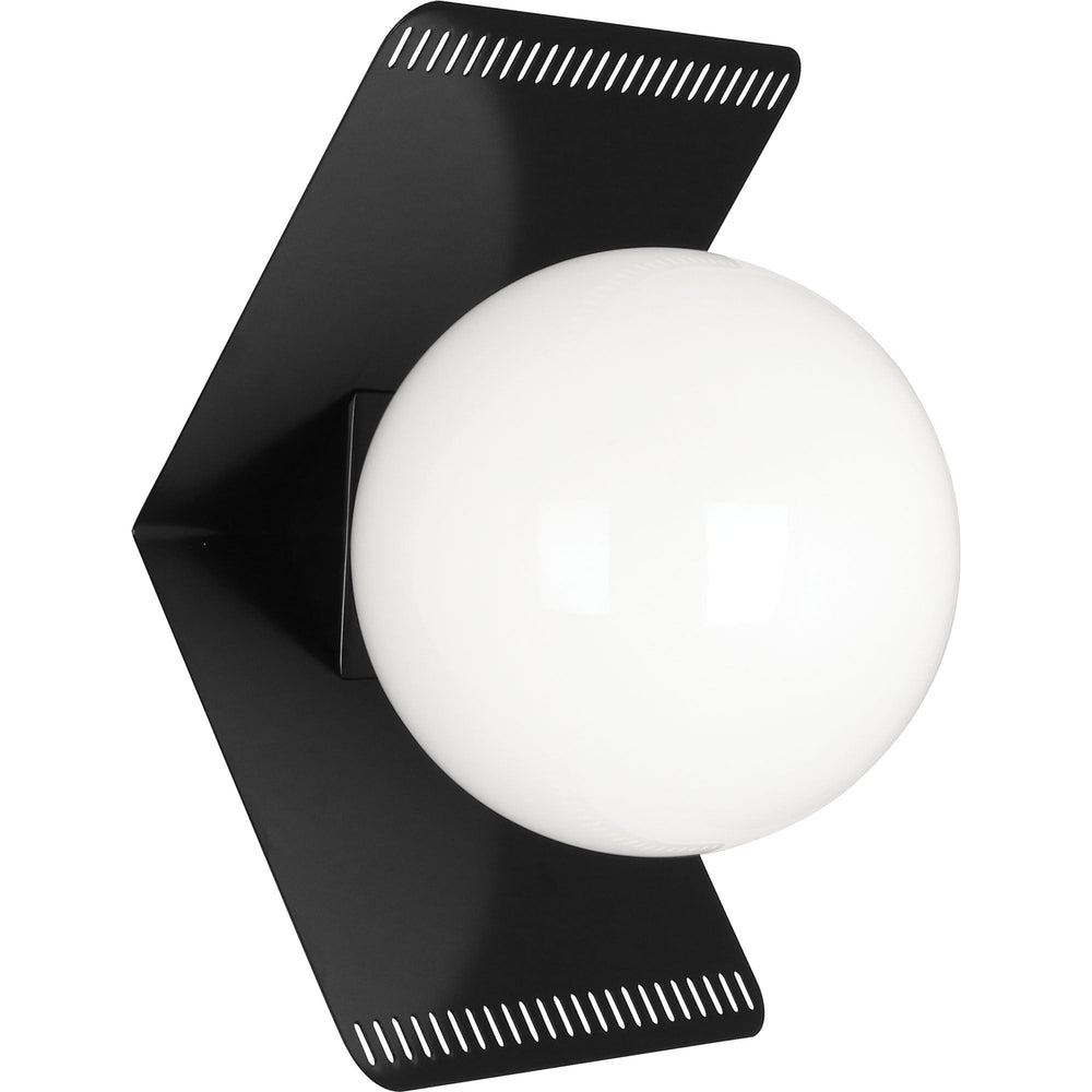 Jonathan Adler Rio Fold Wall Sconce-Robert Abbey Fine Lighting-ABBEY-B635-Outdoor Wall SconcesSatin Black Powder Coat Finish With White Glass Shade-2-France and Son