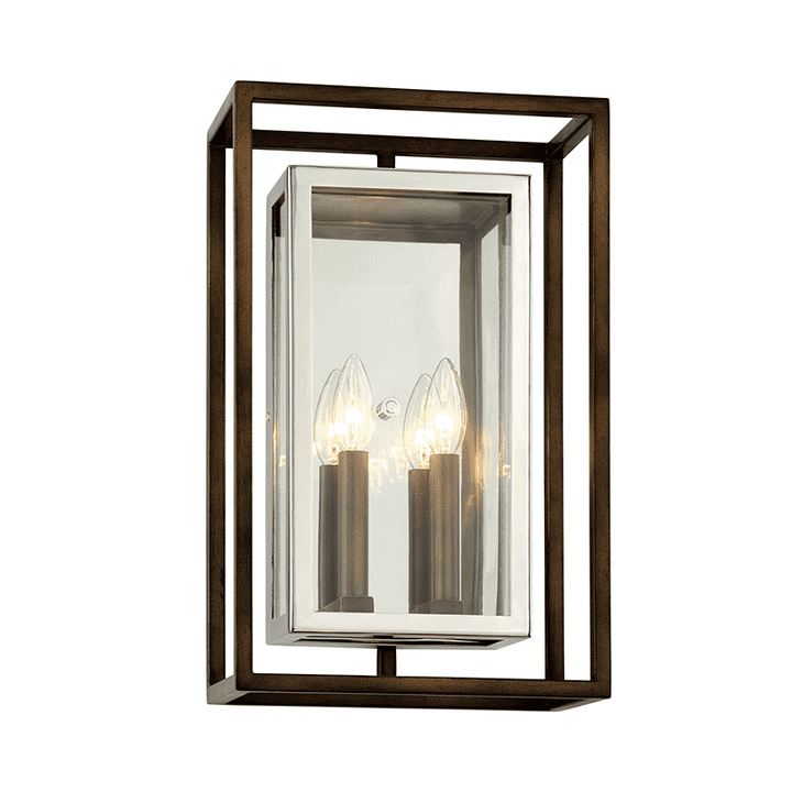 Morgan 2Lt Wall Bronze With Polished Stainless-Troy Lighting-TROY-B6513-Outdoor Lighting-1-France and Son