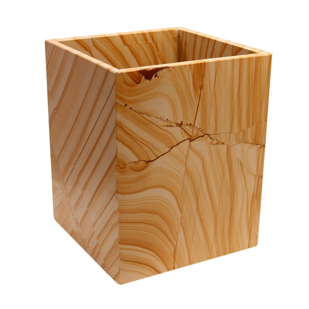Myrtus Collection Teak Stone Waste Bin-Marble Crafter-MC-BA02-6TS-Baskets & Boxes-1-France and Son