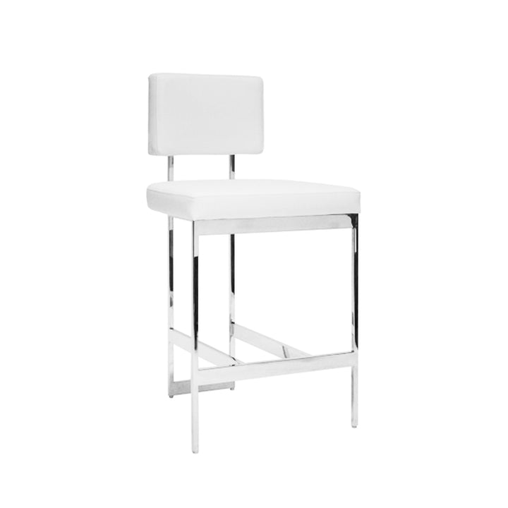 Baylor Modern Counter Stool with Cushion-Worlds Away-WORLD-BAYLOR NWH-Bar StoolsNickel-White Vinyl-5-France and Son