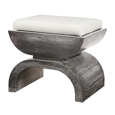 Biggs Stool with White Linen Cushion-Worlds Away-WORLD-BIGGS BCO-Stools & OttomansBlack Cerused Oak-1-France and Son