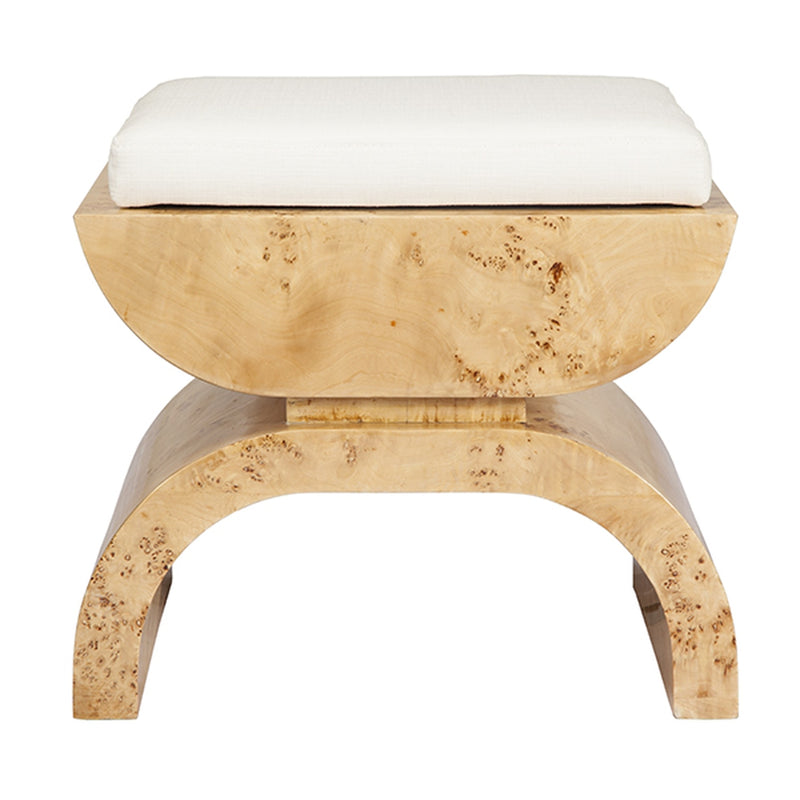 Biggs Stool with White Linen Cushion-Worlds Away-WORLD-BIGGS BCO-Stools & OttomansBlack Cerused Oak-6-France and Son