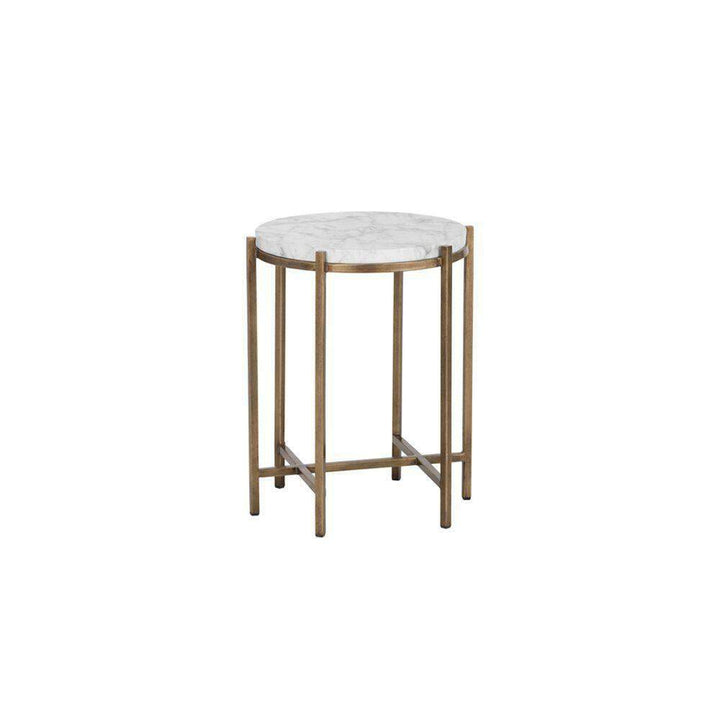 Solana End Table - Round - Marble Look-Sunpan-SUNPAN-102934-Side Tables-1-France and Son