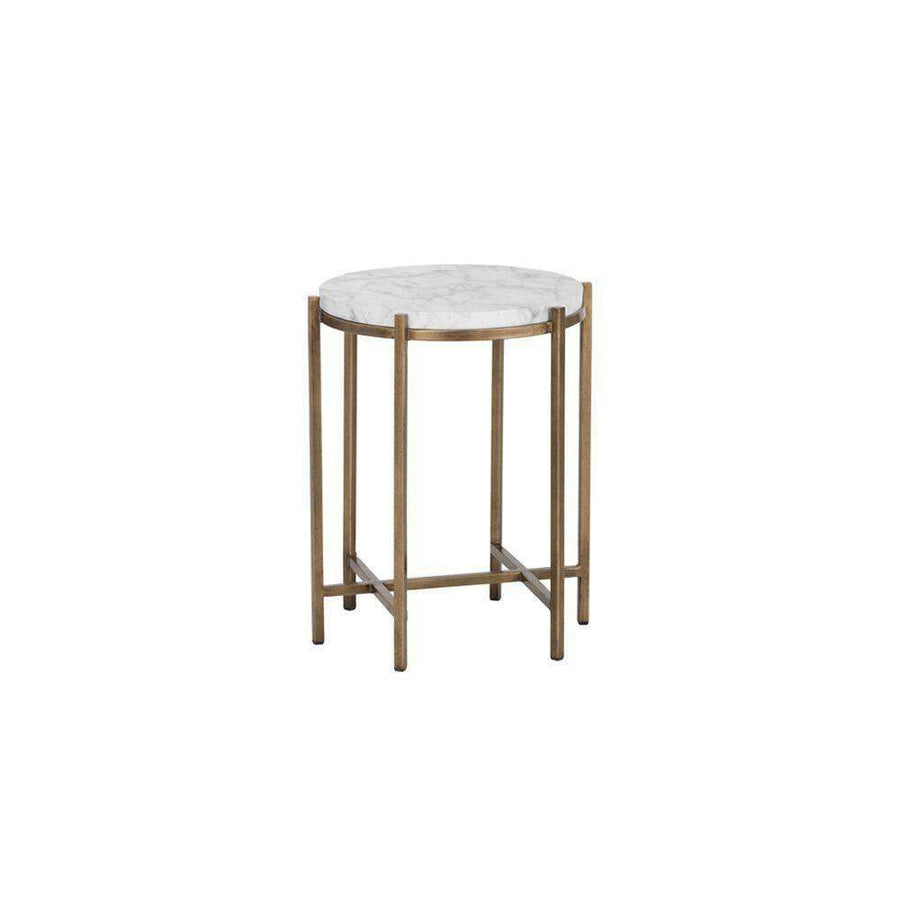 Solana End Table - Round - Marble Look-Sunpan-SUNPAN-102934-Side Tables-1-France and Son