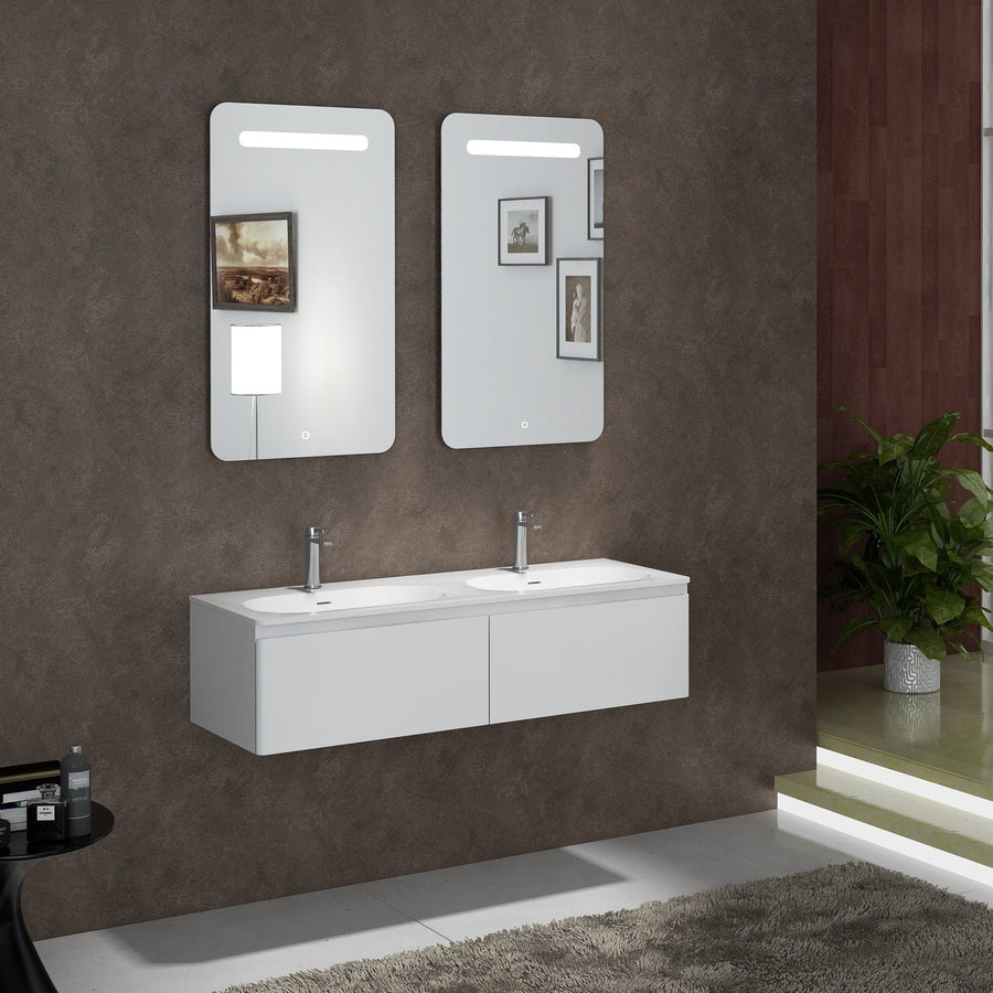 Erina Floating Double Sink and Vanity Cabinet-France & Son-BW5082WHT-Bathroom Vanity-1-France and Son