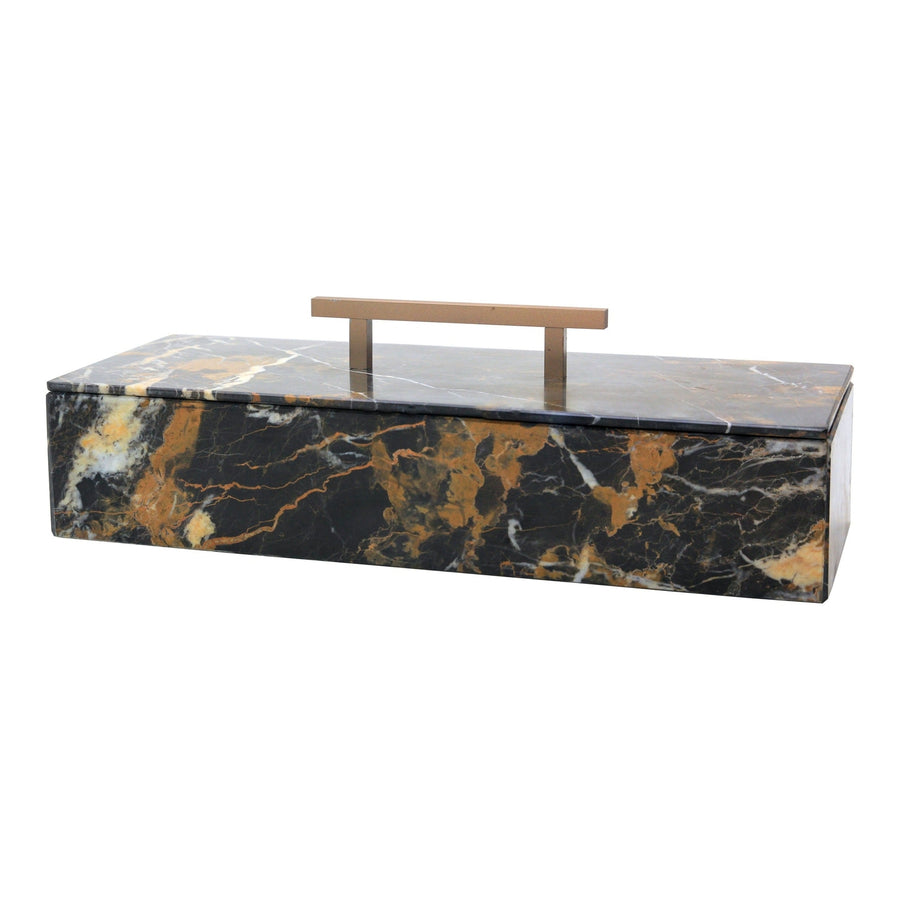 Rect Box w/Handle 15"-Marble Crafter-MC-BX15-BG-Baskets & BoxesBlack & Gold-1-France and Son